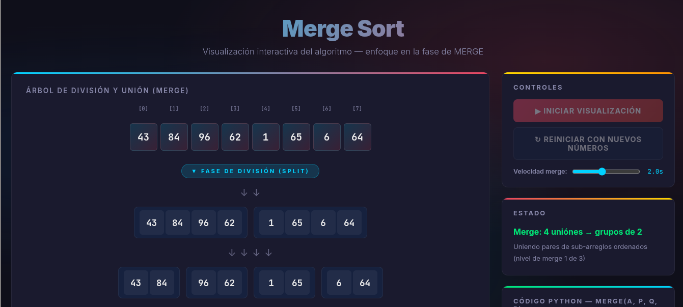 Preview de Visualizador de Merge-sort